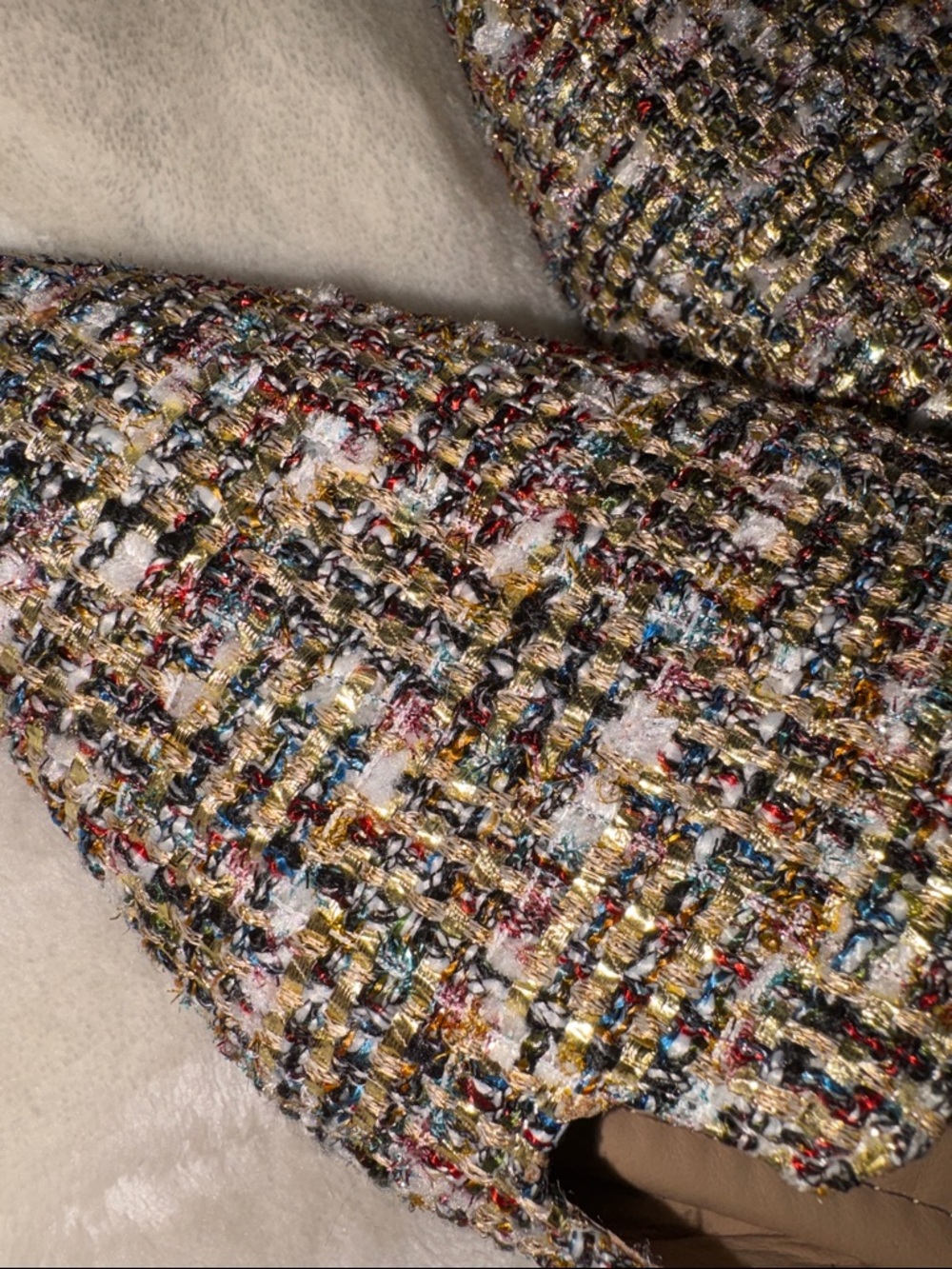 Multicolor Tweed Pointed Mules - Picture 3 of 6